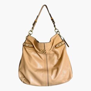 Coach Colette Leather Hobo Bag Tan Python Trim 16418 Slouchy